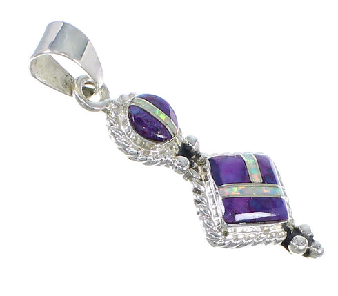 Magenta Turquoise Opal And Authentic Sterling Silver Southwestern Pendant YX67663